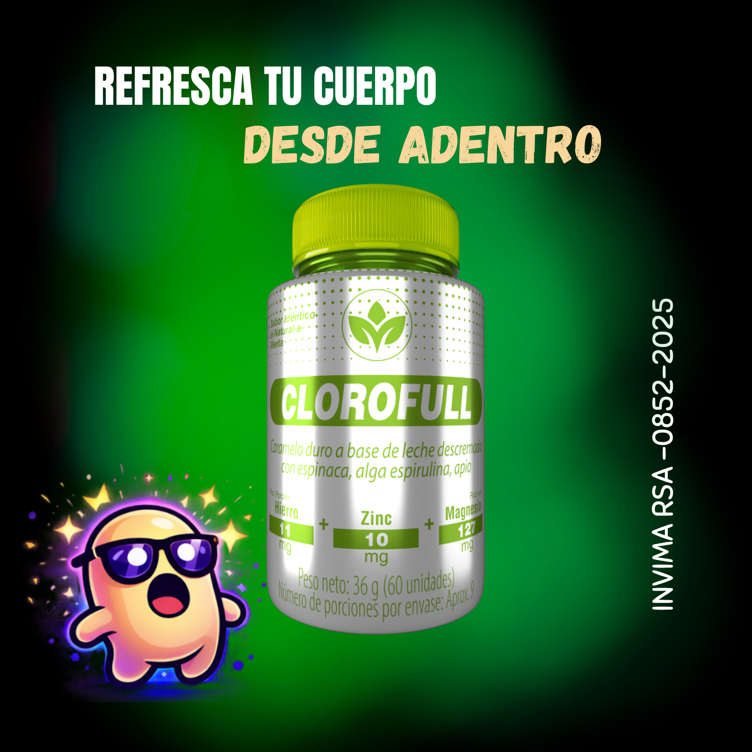 CLOROFULL Vitalcom | Clorofila, Espirulina, Hierro y Zinc