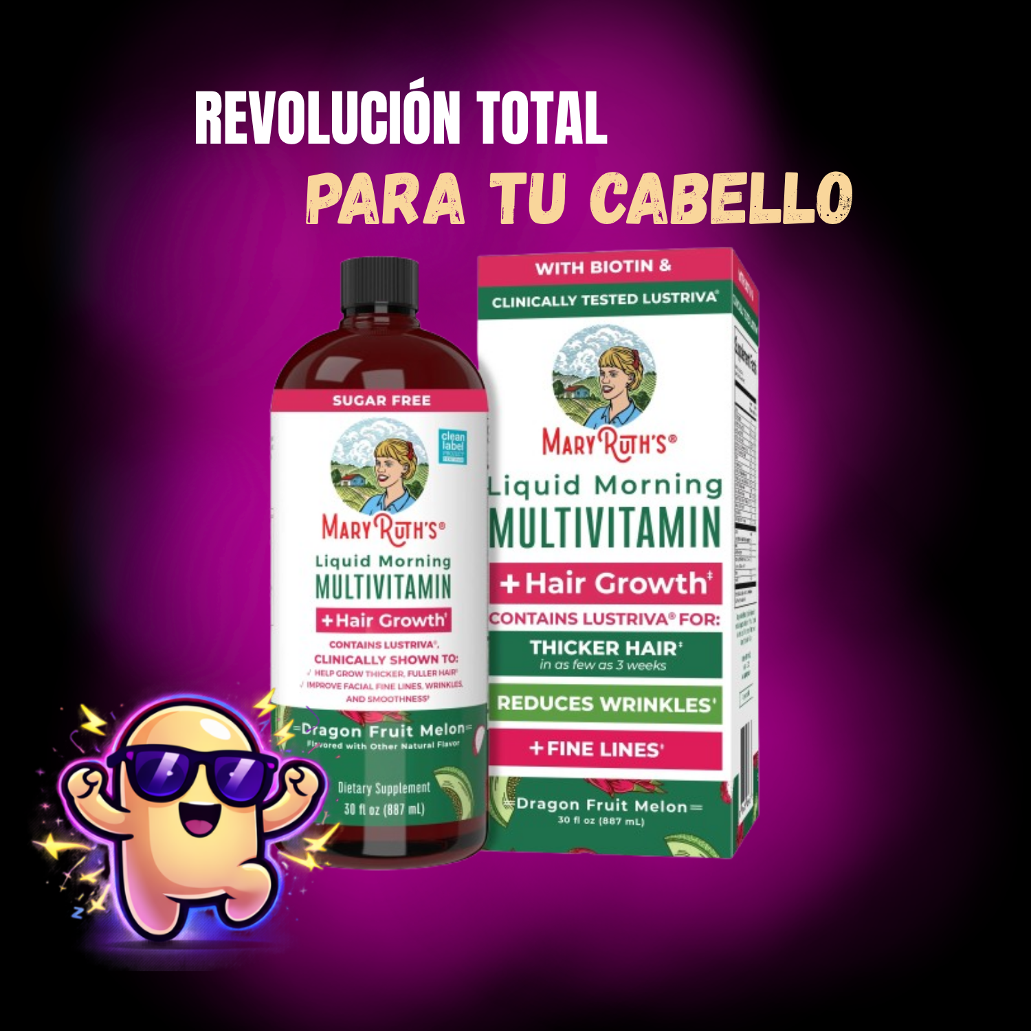 MaryRuth's Multivitamínico Líquido + Crecimiento Capilar 1000ml | Dragon Fruit