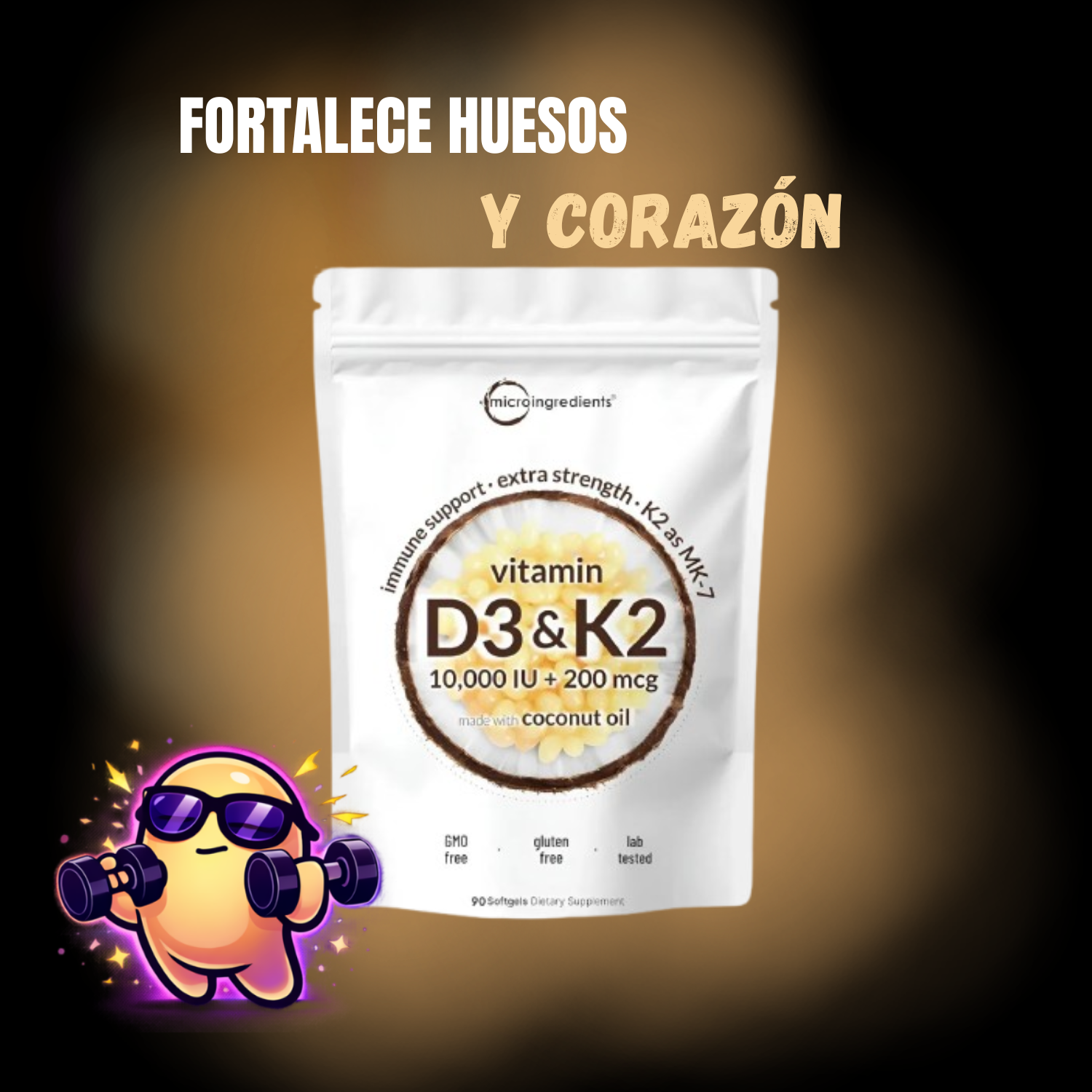 Vitaminas D3 & K2 Microingredients | 10,000 IU + 200 mcg MK-7
